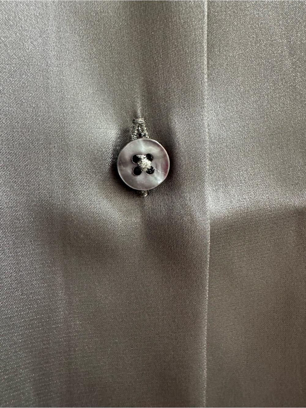 NWOT Silky Gray Button-Up Blouse - Picture 4 of 6